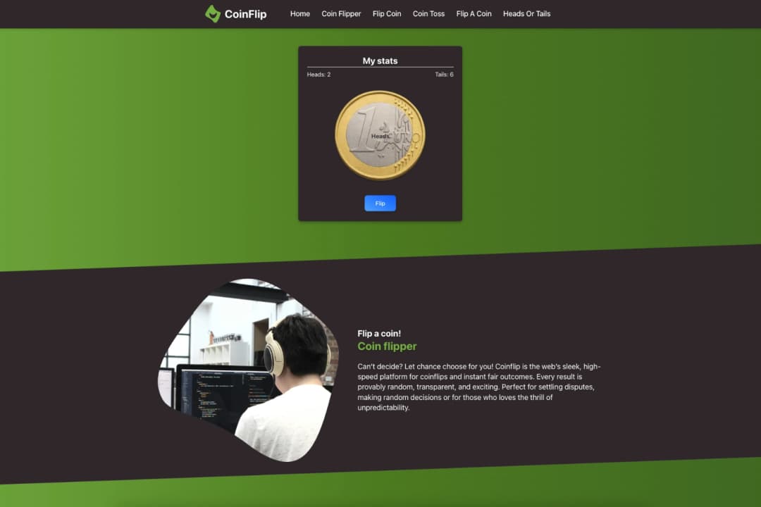Screenshot of the Coinflip website